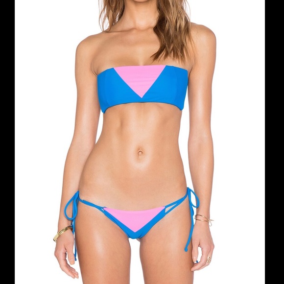 CAMI AND JAX Elizabeth Bikini Bottom in Blue Cina & Fuschia Side Tie size Large - Picture 2 of 7